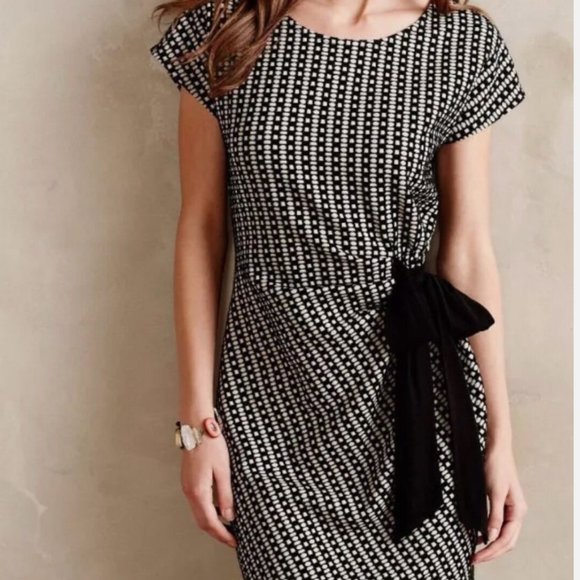 Saturday Sunday by Anthropologie Isabel Bow Tie Dress Size Small S Black - Picture 1 of 9